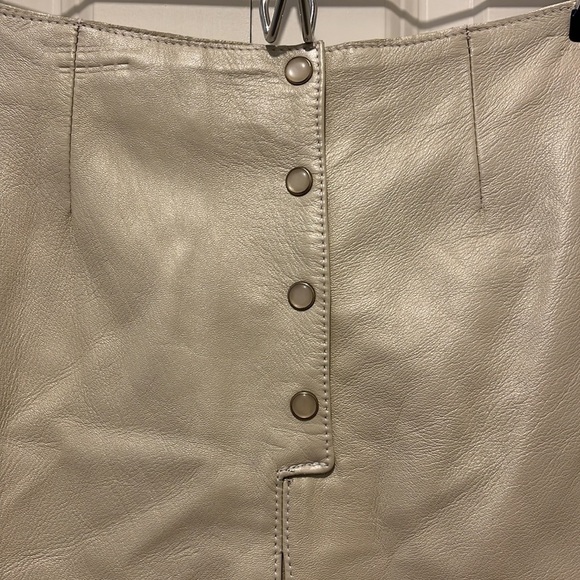 Blue Deep White Genuine Leather Pencil Skirt with Front Slit, NWT - Picture 2 of 16